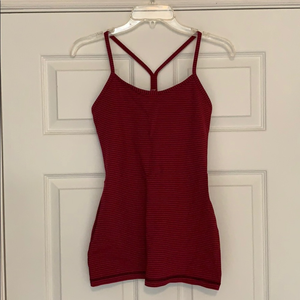 LULULEMON Power Y Berry Stripe Tank Size 6